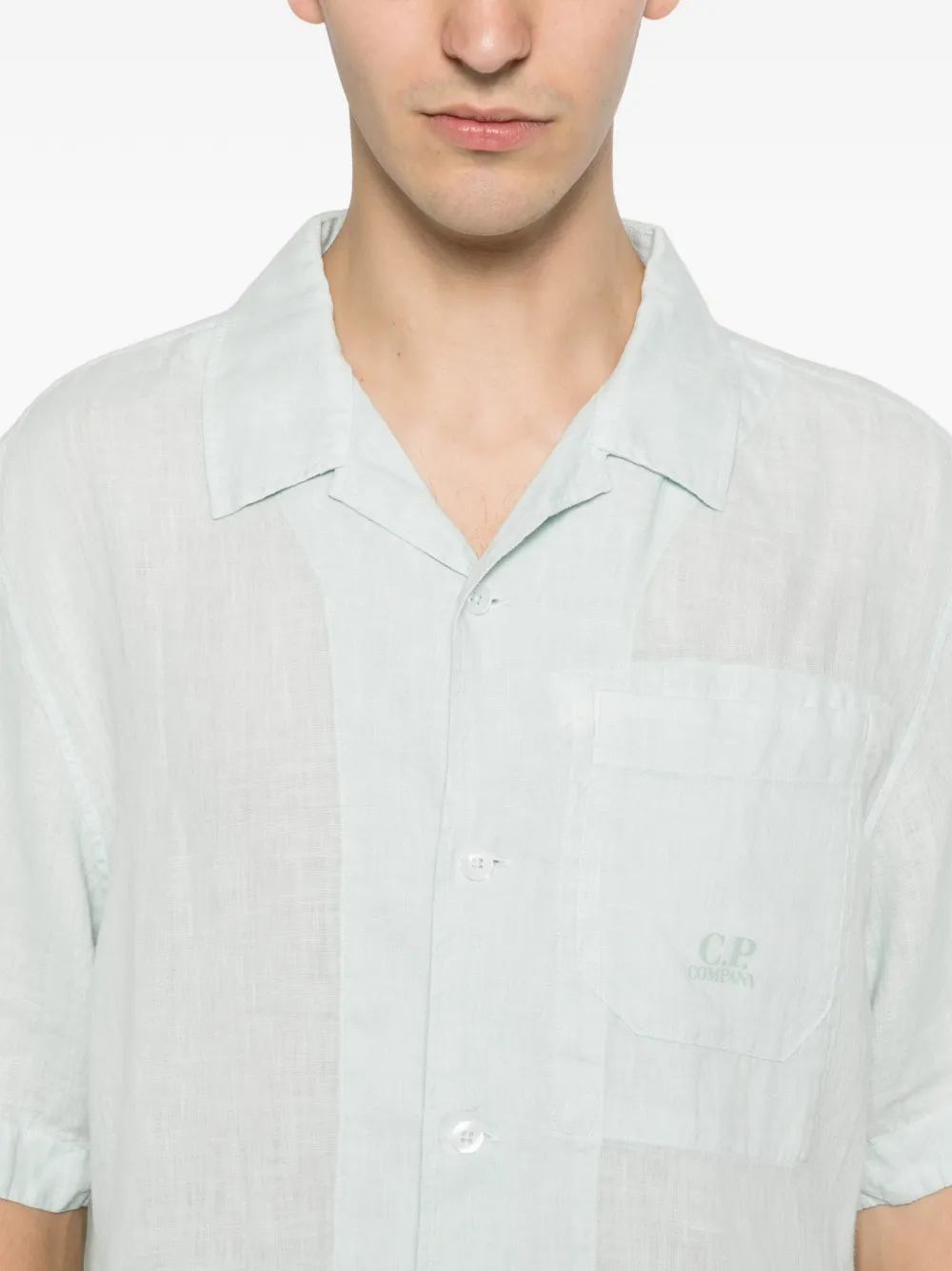 C.P. Company Linnen overhemd met korte mouwen Blauw