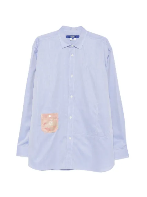 Junya Watanabe MAN floral-patch pinstriped-pattern shirt