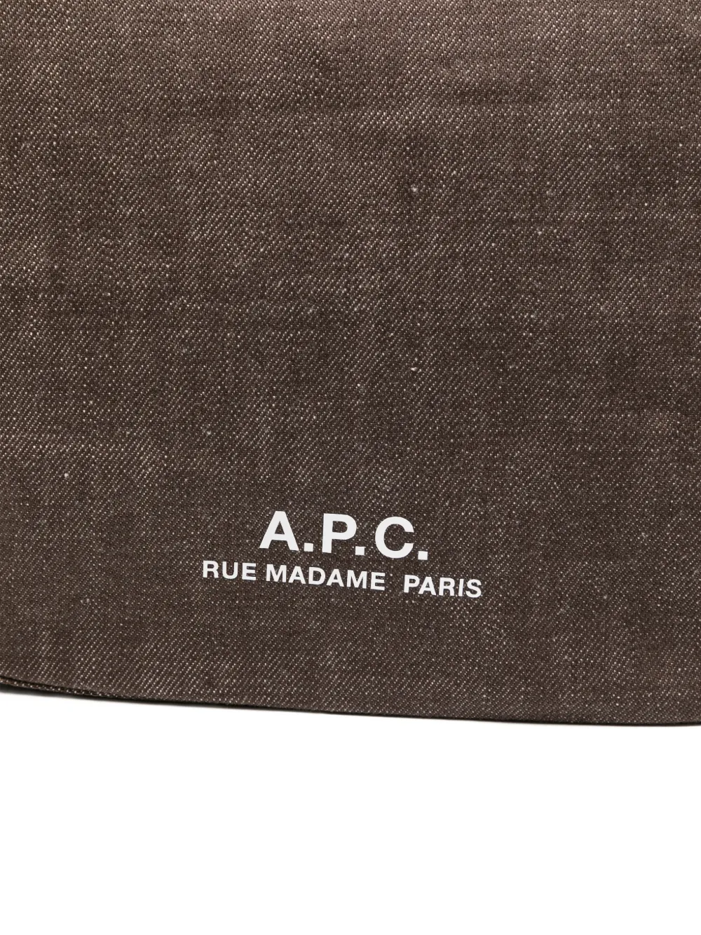 A.P.C. Kleine denim schoudertas met logoprint Bruin