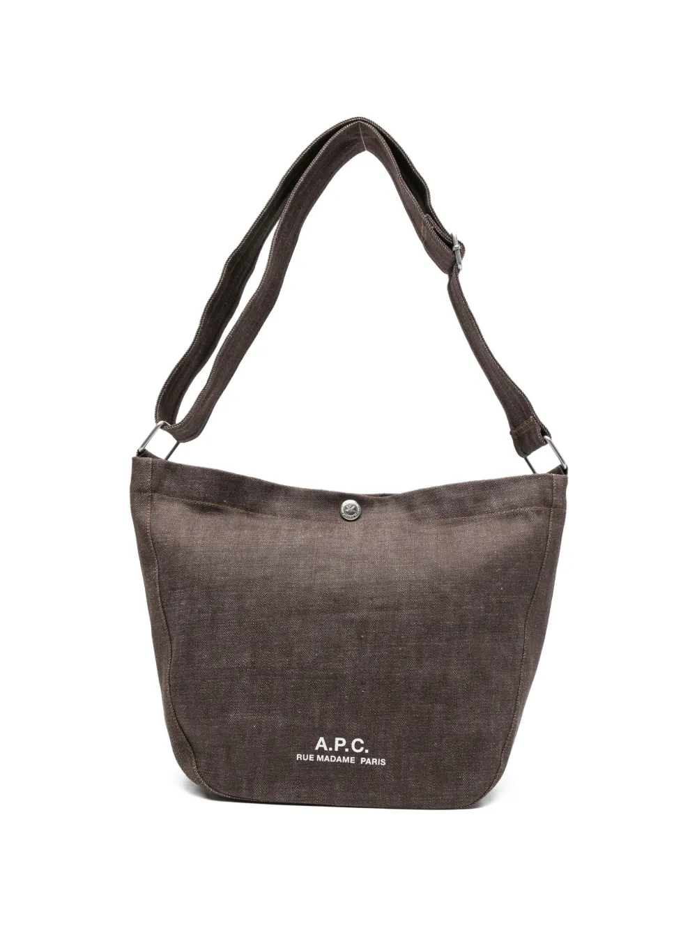 A.P.C. small logo-print denim shoulder bag - Marrone