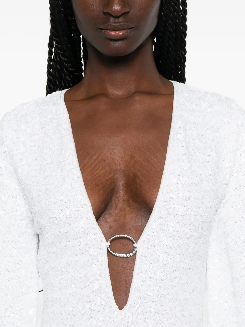 Oséree Mini-jurk met pailletten en ringdetail Wit