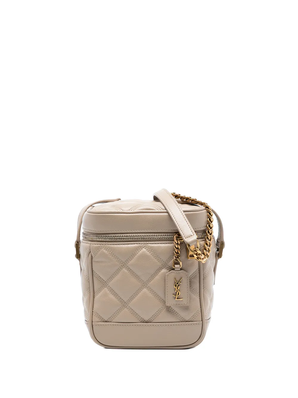 Saint Laurent Pre-Owned 2021 Grain de Poudre Quilted 80s vanity bag - Nude