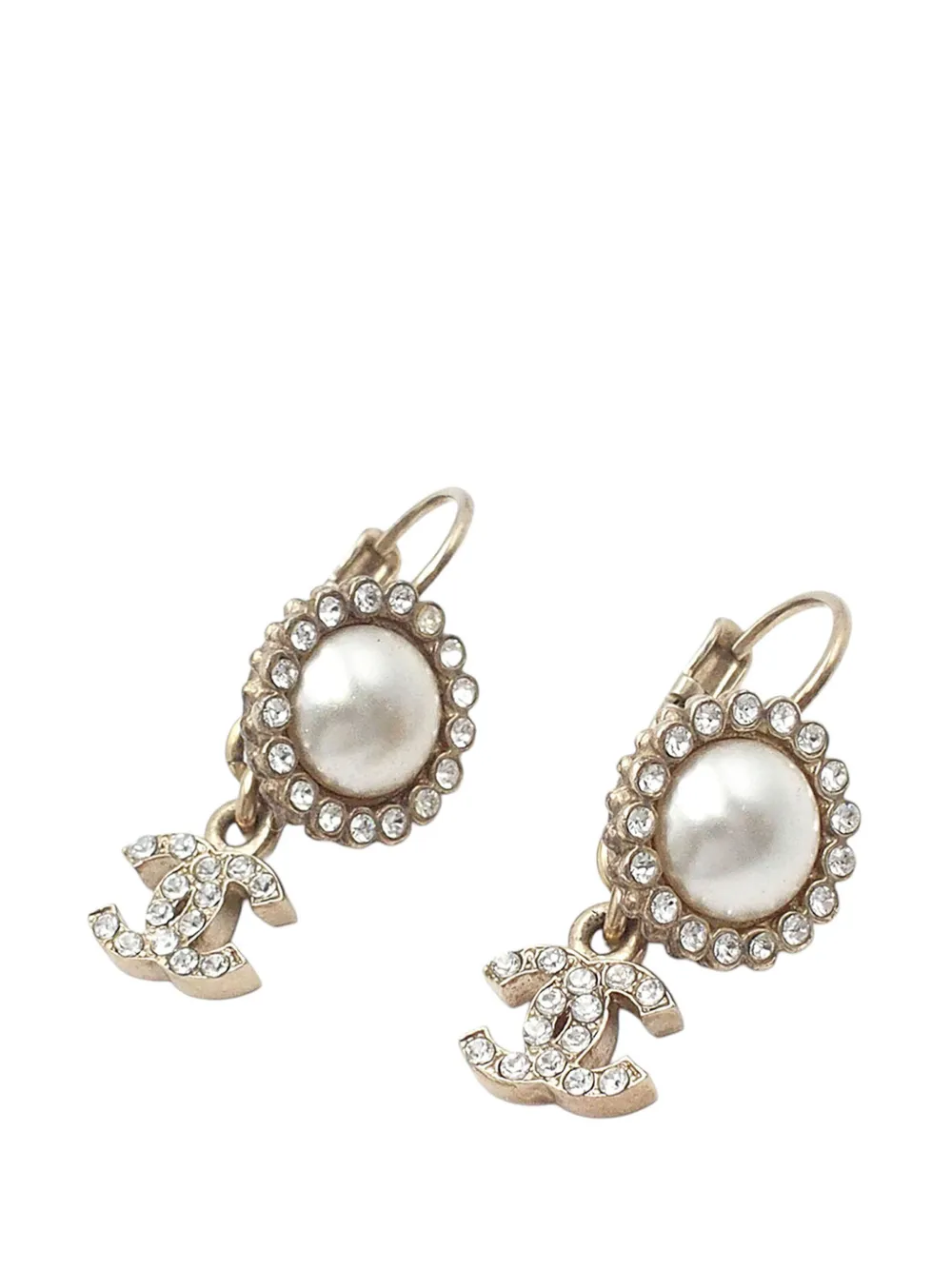 CHANEL Pre-Owned 2016 CC Gold Plated Faux Pearl Strass Clip On Earrings costume earrings - Oro