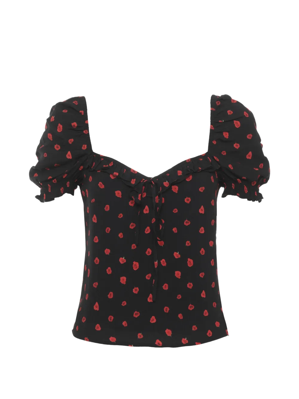 MAR DE MARGARITAS Letizia floral-print ruffled top - Nero