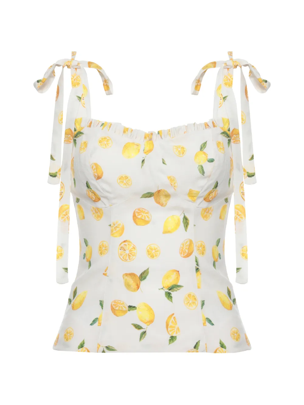 MAR DE MARGARITAS Deasy lemon-print tie-strap top - Weiß