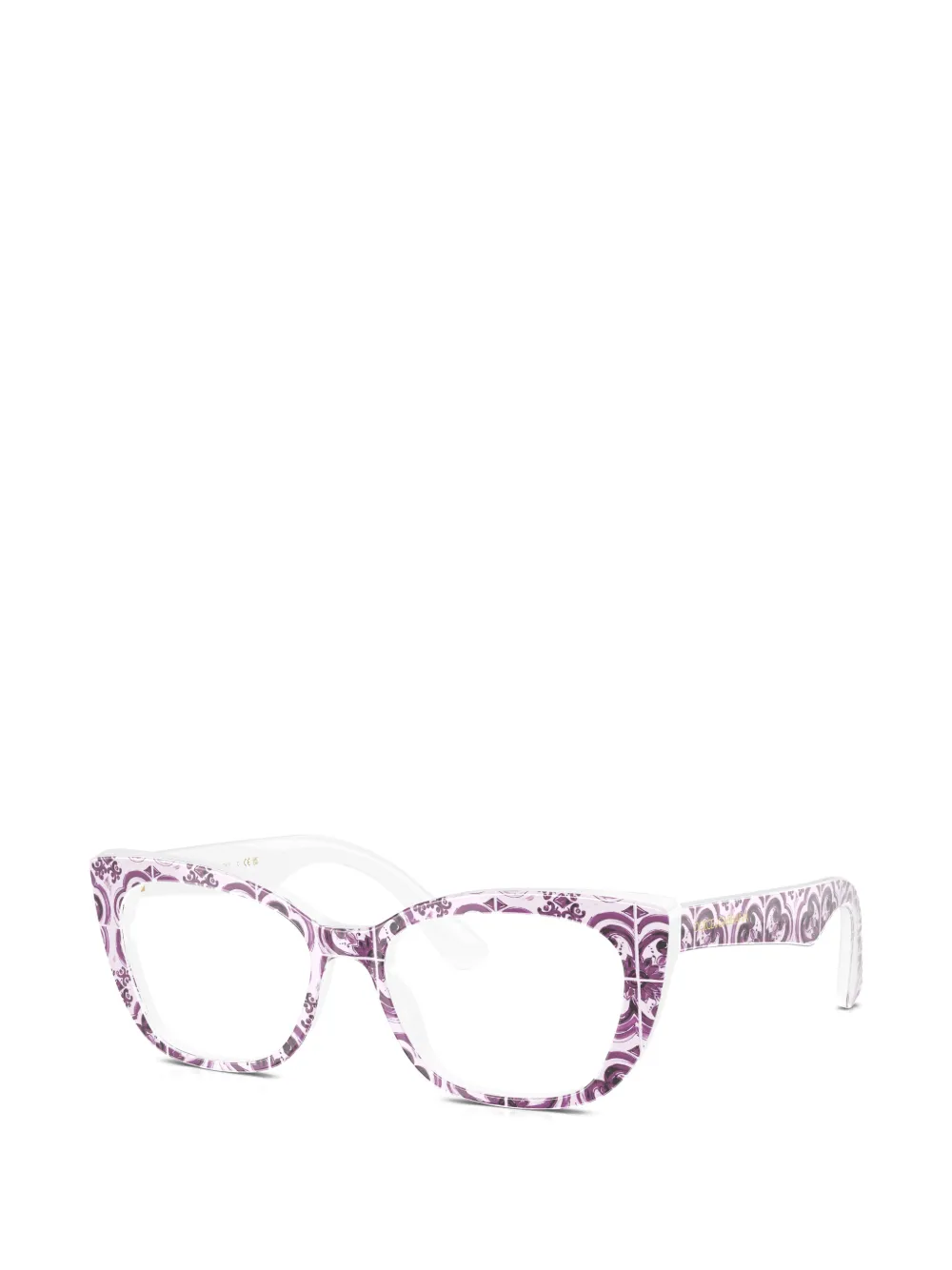 Dolce & Gabbana Eyewear Cat-eye bril met Majolica-print Paars