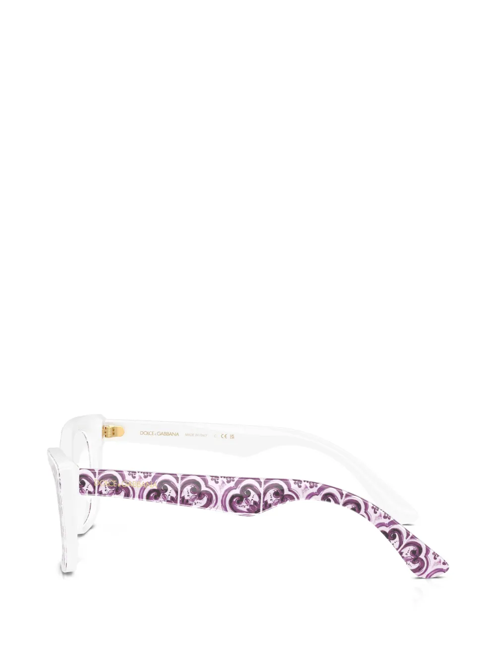 Dolce & Gabbana Eyewear Cat-eye bril met Majolica-print Paars
