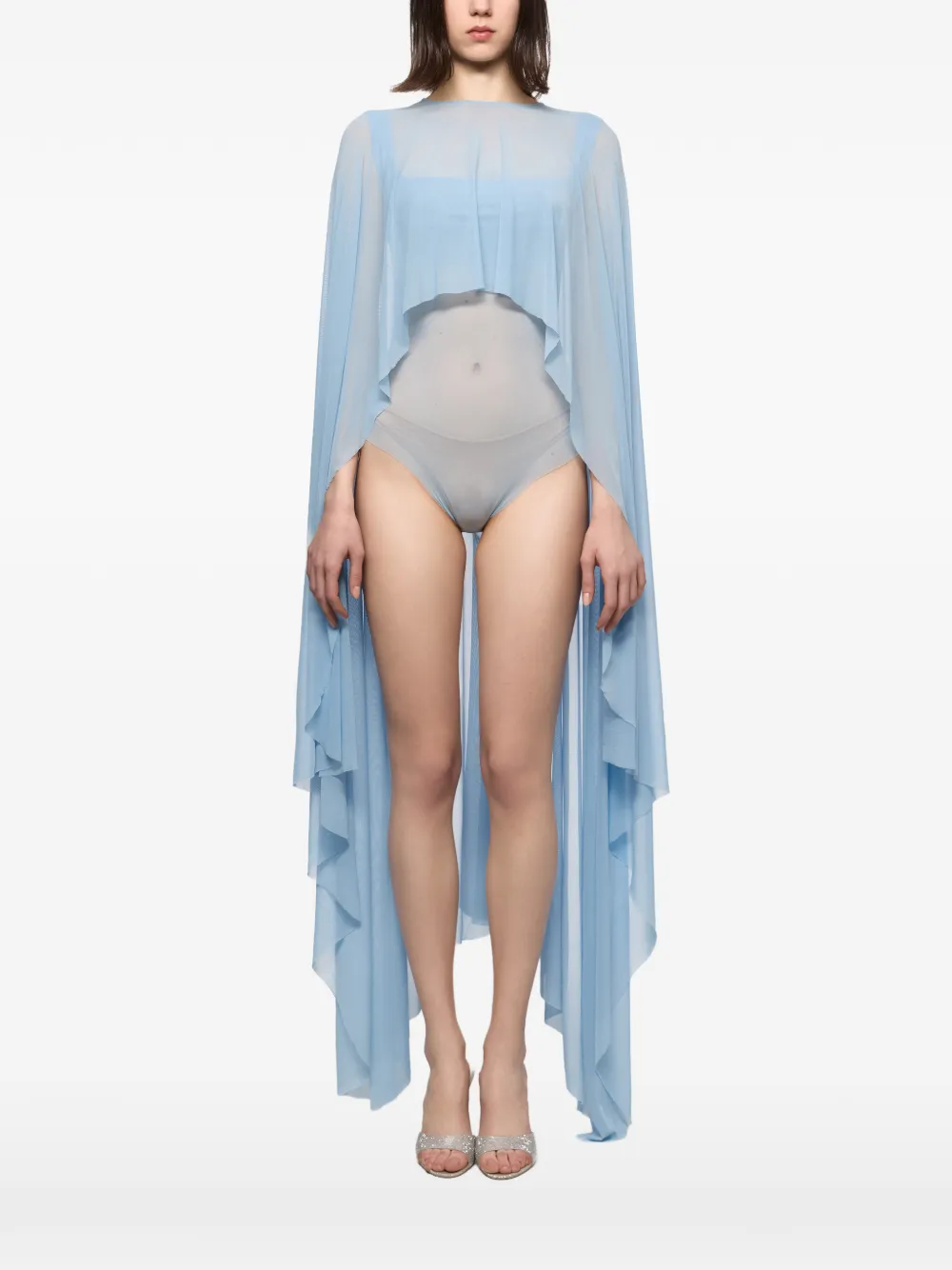Atu Body Couture sheer cape-sleeve body - Blu