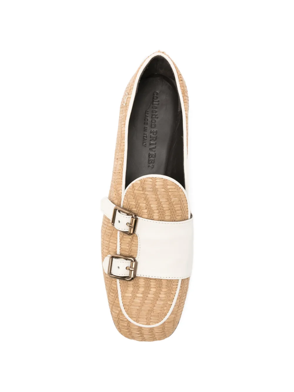 COLLECTION PRIVEE? woven double-buckle loafers Beige