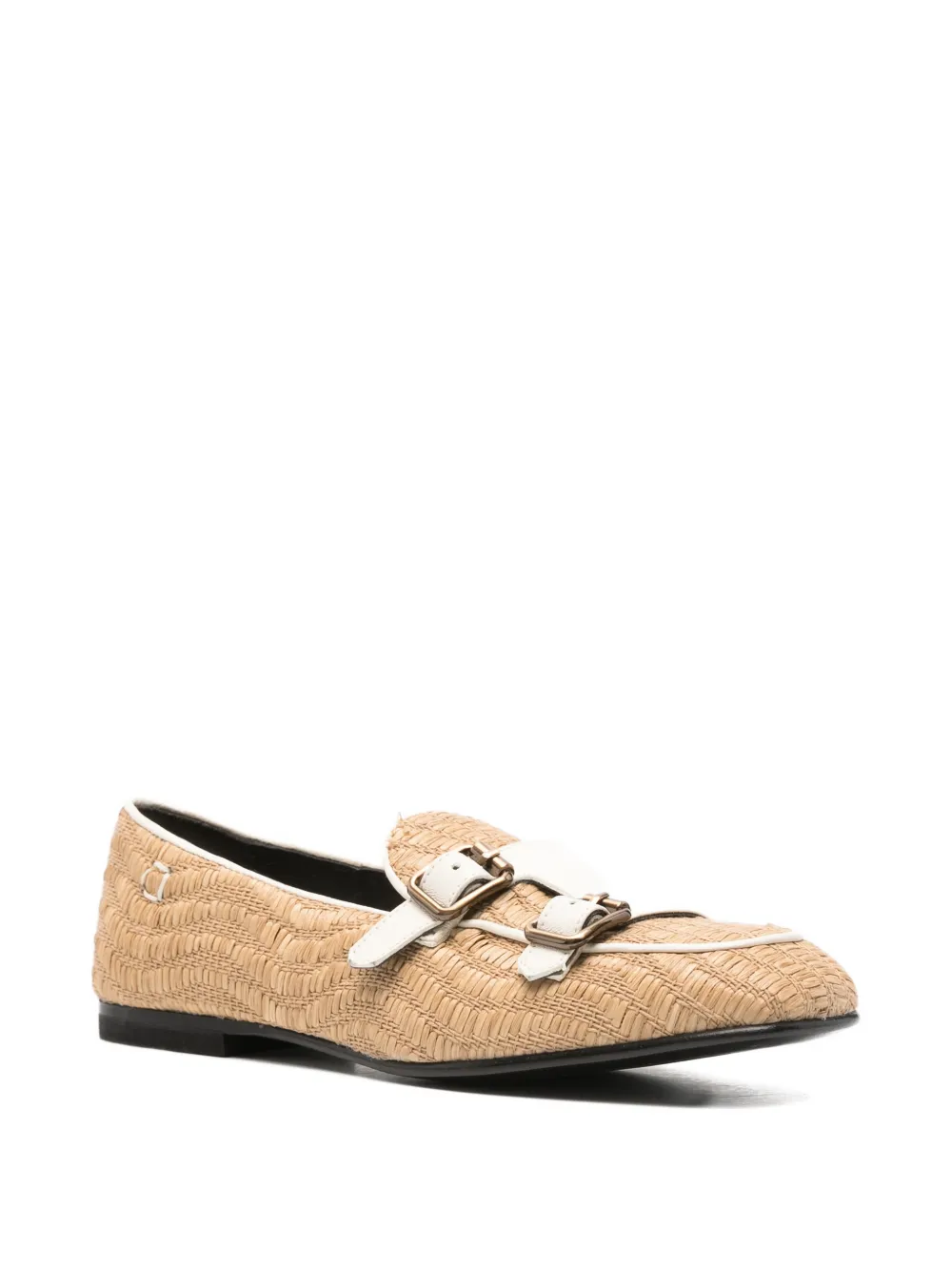 COLLECTION PRIVEE? woven double-buckle loafers Beige