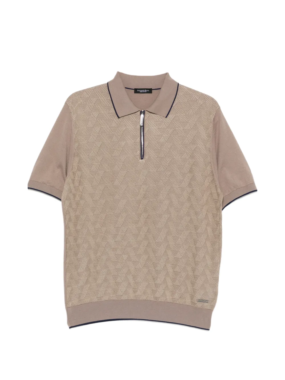 Stefano Ricci patterned zip-fastening polo shirt - Toni neutri