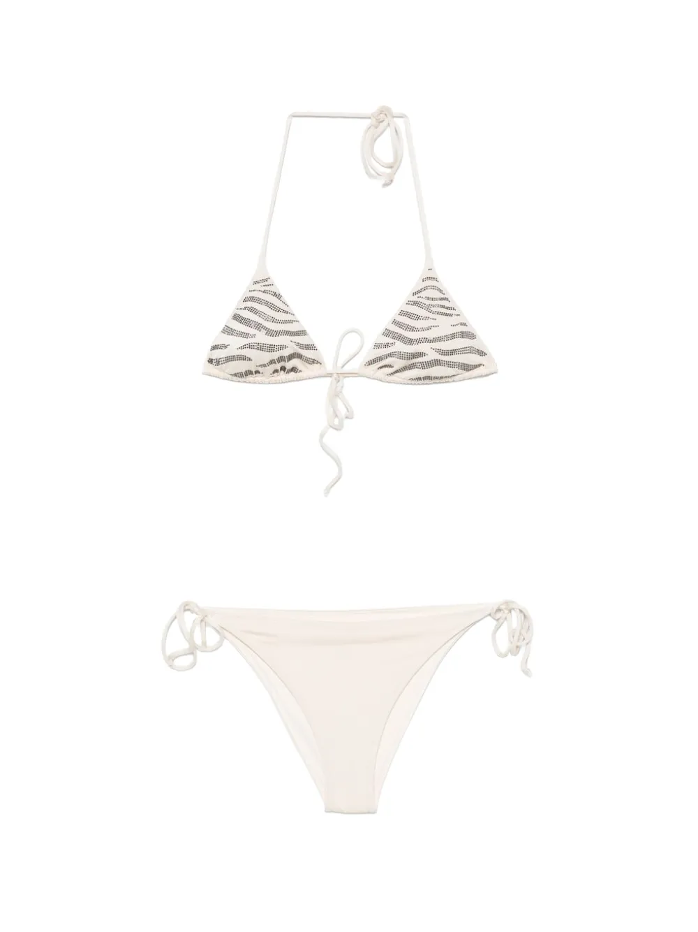 Mc2 Saint Barth Leah Embellished Zebra-pattern Bikini In Neutral