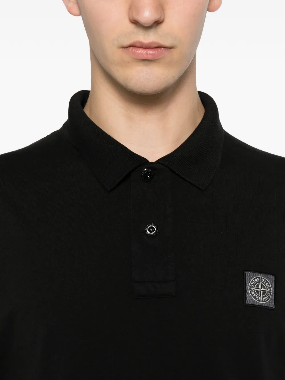 Stone Island Poloshirt met logopatch Zwart