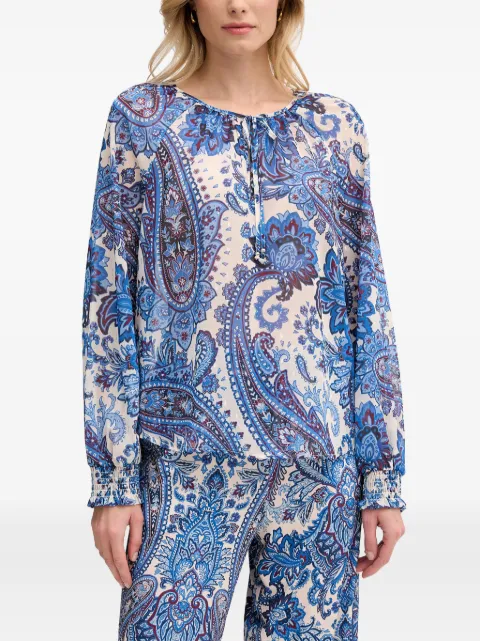 OUI paisley-print tie-neck blouse