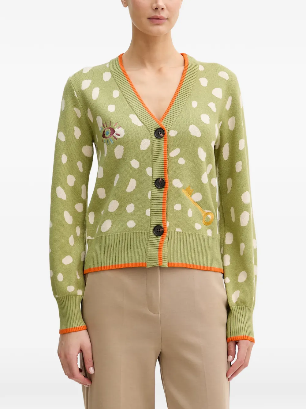 Never Fully Dressed Fawn Embroidered Cardigan In 그린