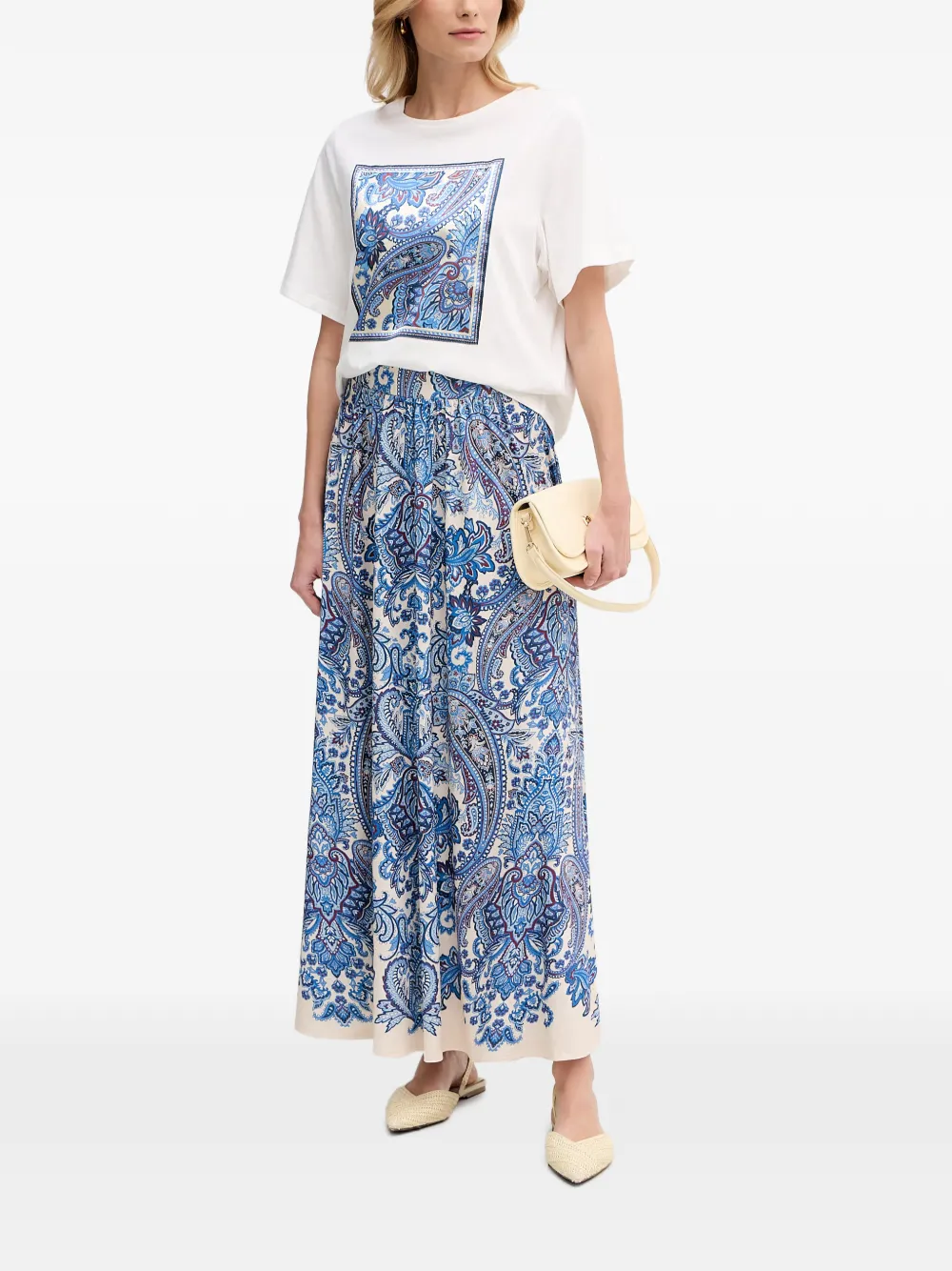 OUI Straight rok met paisley-print Blauw