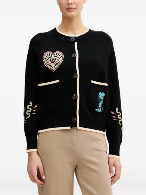 NEVER FULLY DRESSED embroidered contrast-trim cardigan