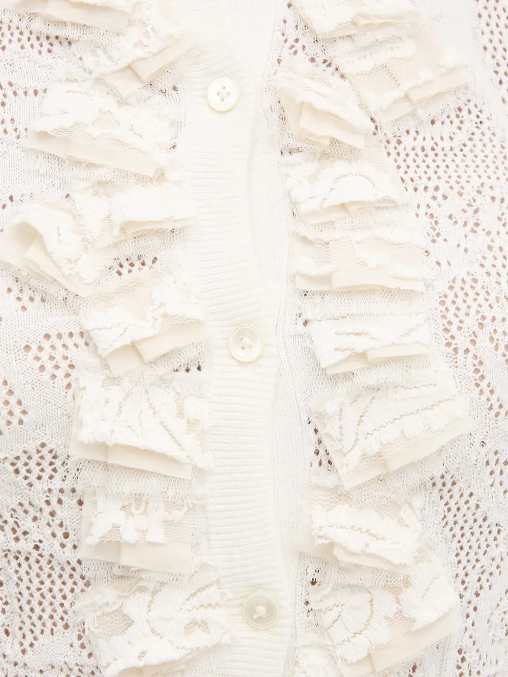 OUI Gebreid vest met ruches Wit