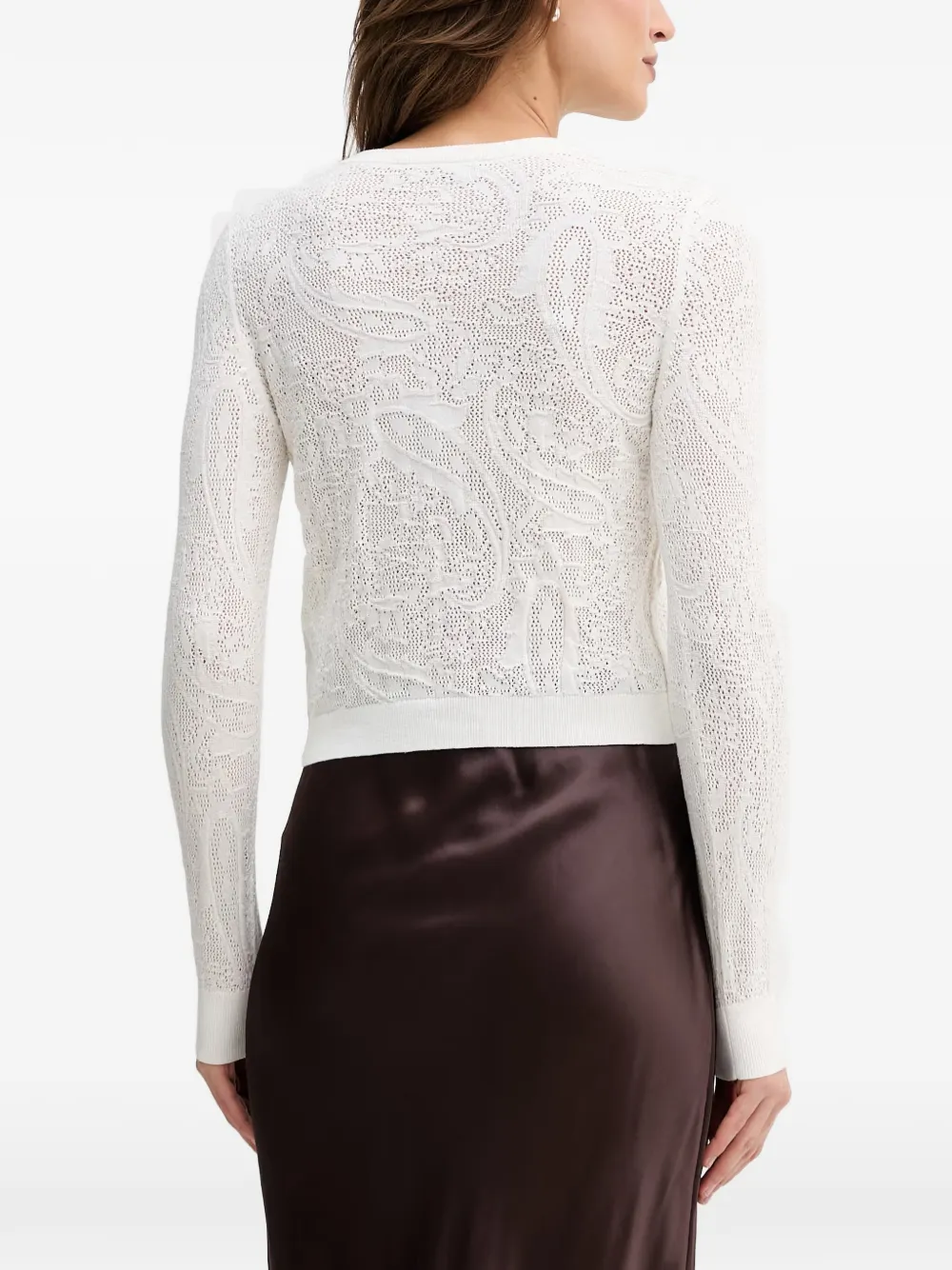 OUI Gebreid vest met ruches Wit