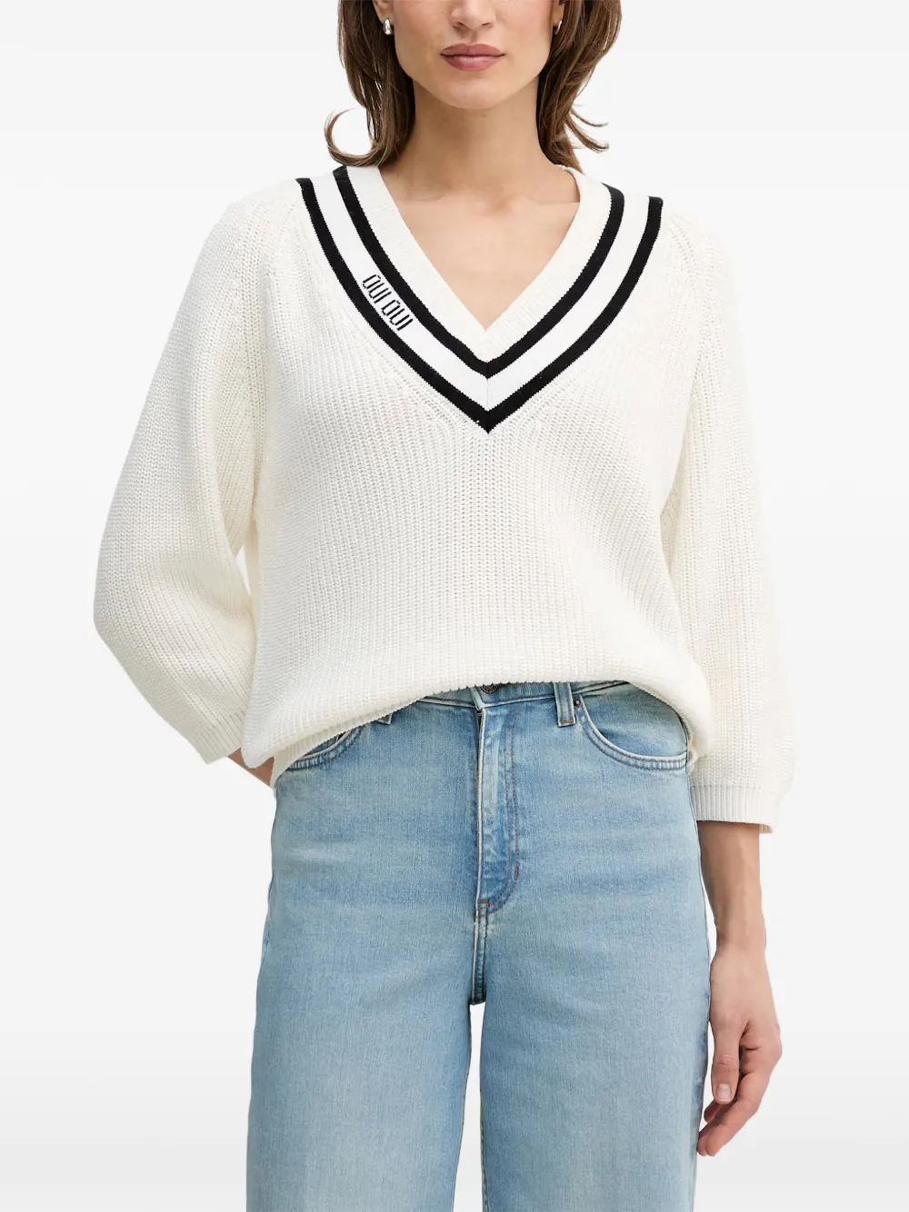 OUI V-neck striped sweater
