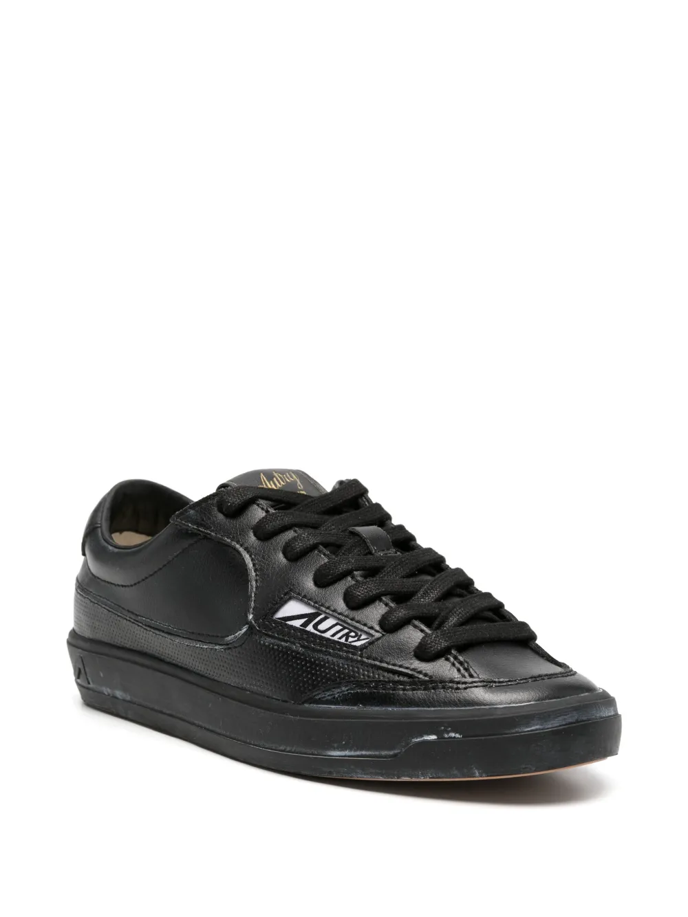 Autry perforated-detail logo-patch sneakers Zwart