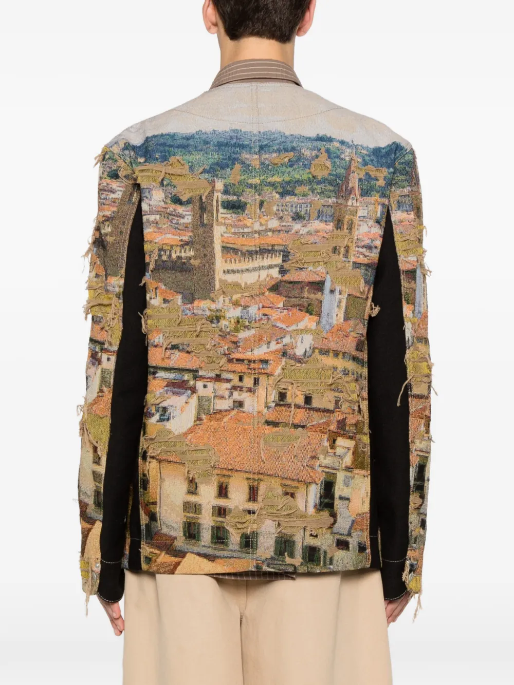 Junya Watanabe MAN Jack met franje en print Bruin