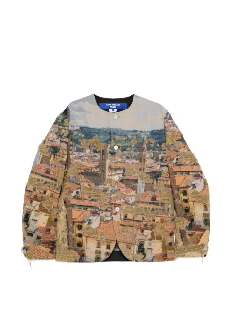 Junya Watanabe MAN chamarra con estampado de tapiz