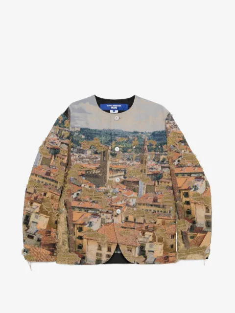 Junya Watanabe MAN tapestry-print frayed jacket