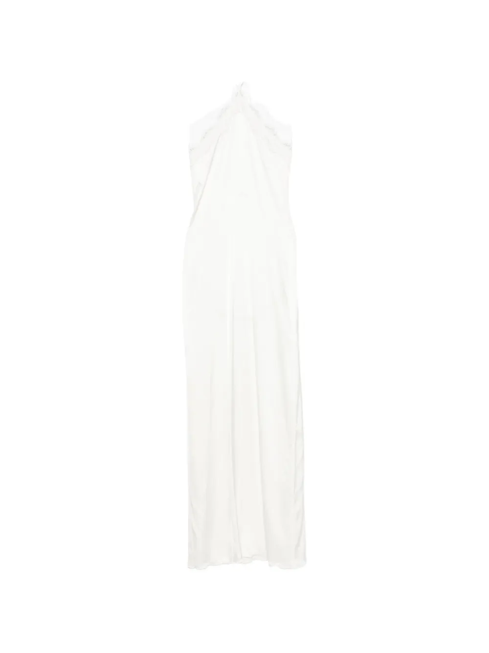 Oséree lace-trim halterneck maxi dress - Bianco