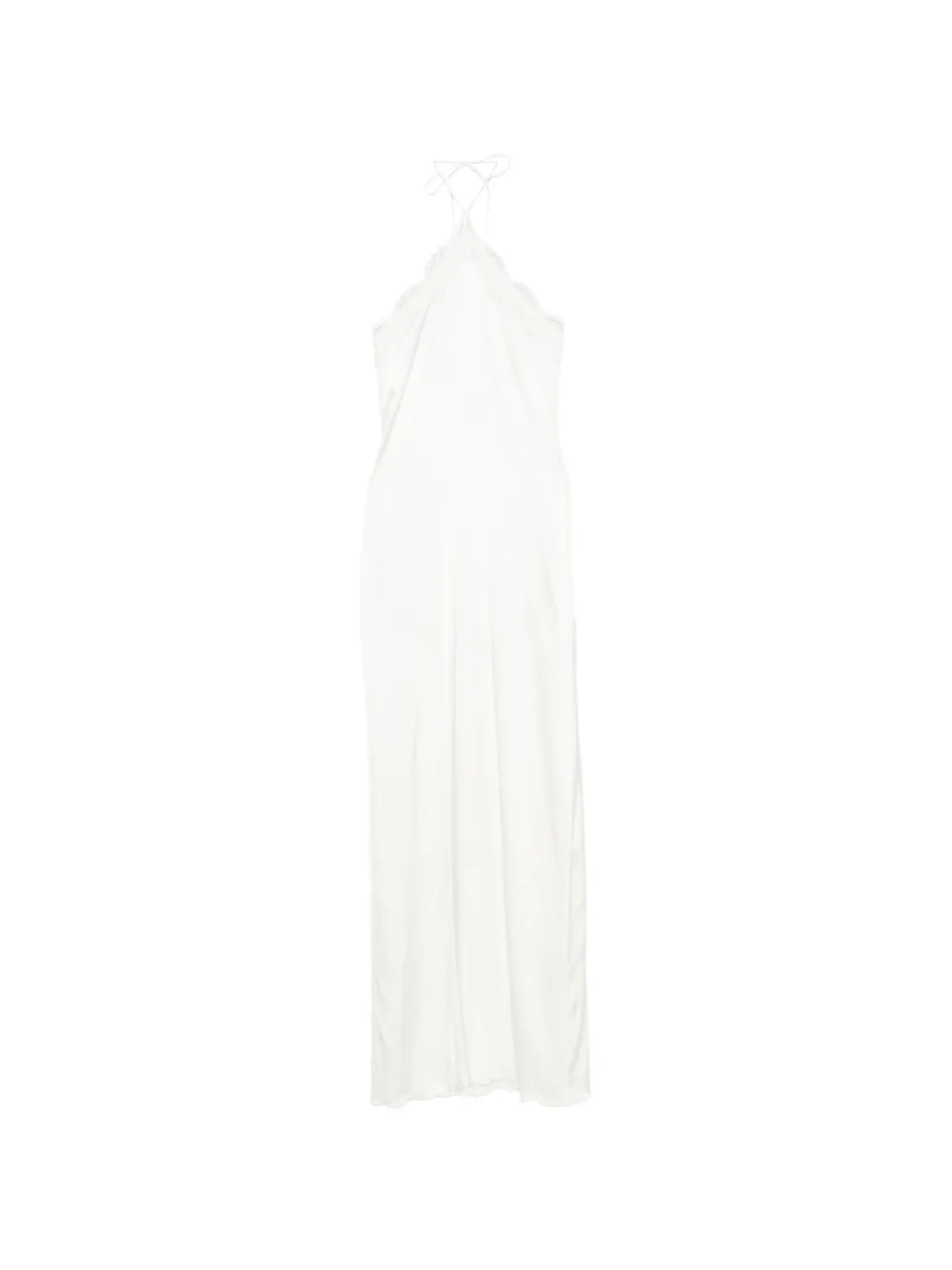 Oséree lace-trim halterneck maxi dress - Bianco