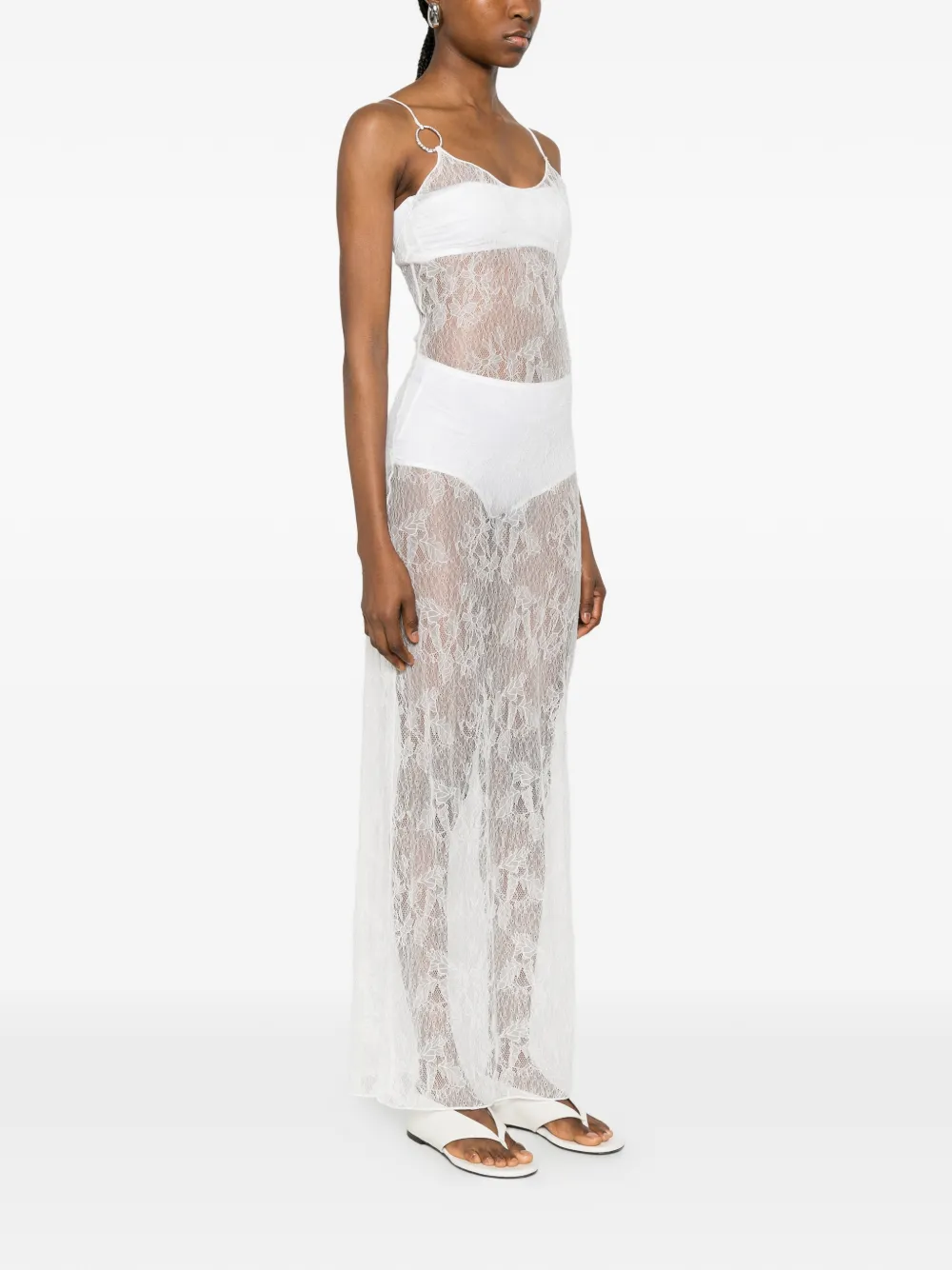Oséree Maxi-jurk met ringdetail van kant Wit