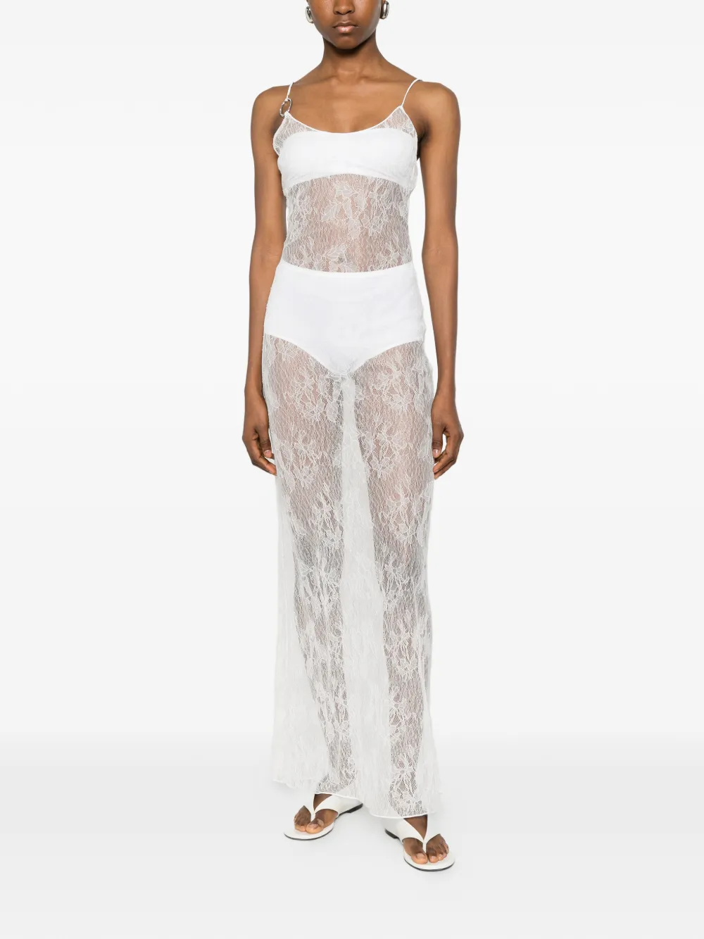 Oséree Maxi-jurk met ringdetail van kant Wit