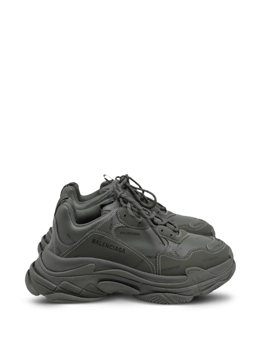 Balenciaga Pre-Owned 80mm Triple S logo platform sneakers - Grün