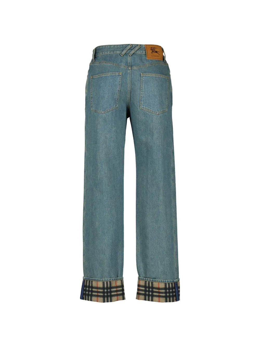  Burberry Vaqueros Rectos Con Bajos A Cuadros - Azul 