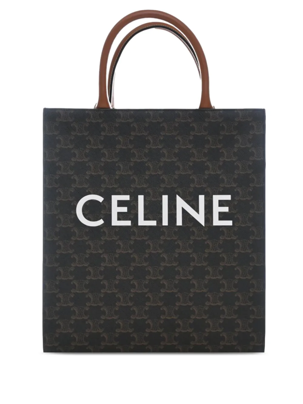 Celine Pre-Owned 2021 Small Triomphe Coated Canvas Vertical Cabas Tote satchel - Marrone