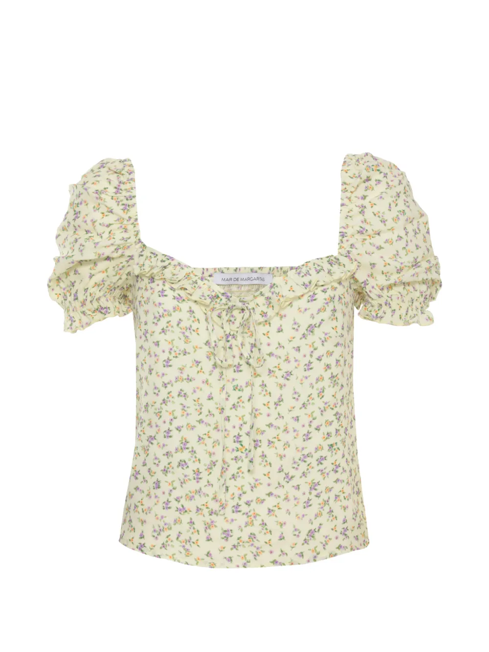 MAR DE MARGARITAS Letizia floral-print ruffled blouse - Giallo