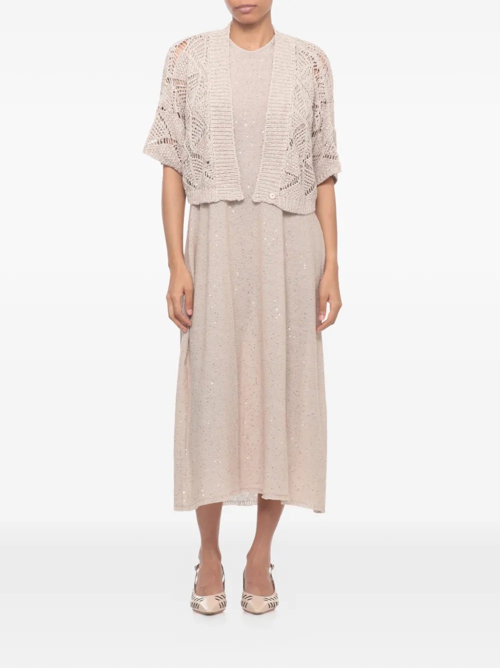 Antonelli Midi-jurk verfraaid met pailletten Beige