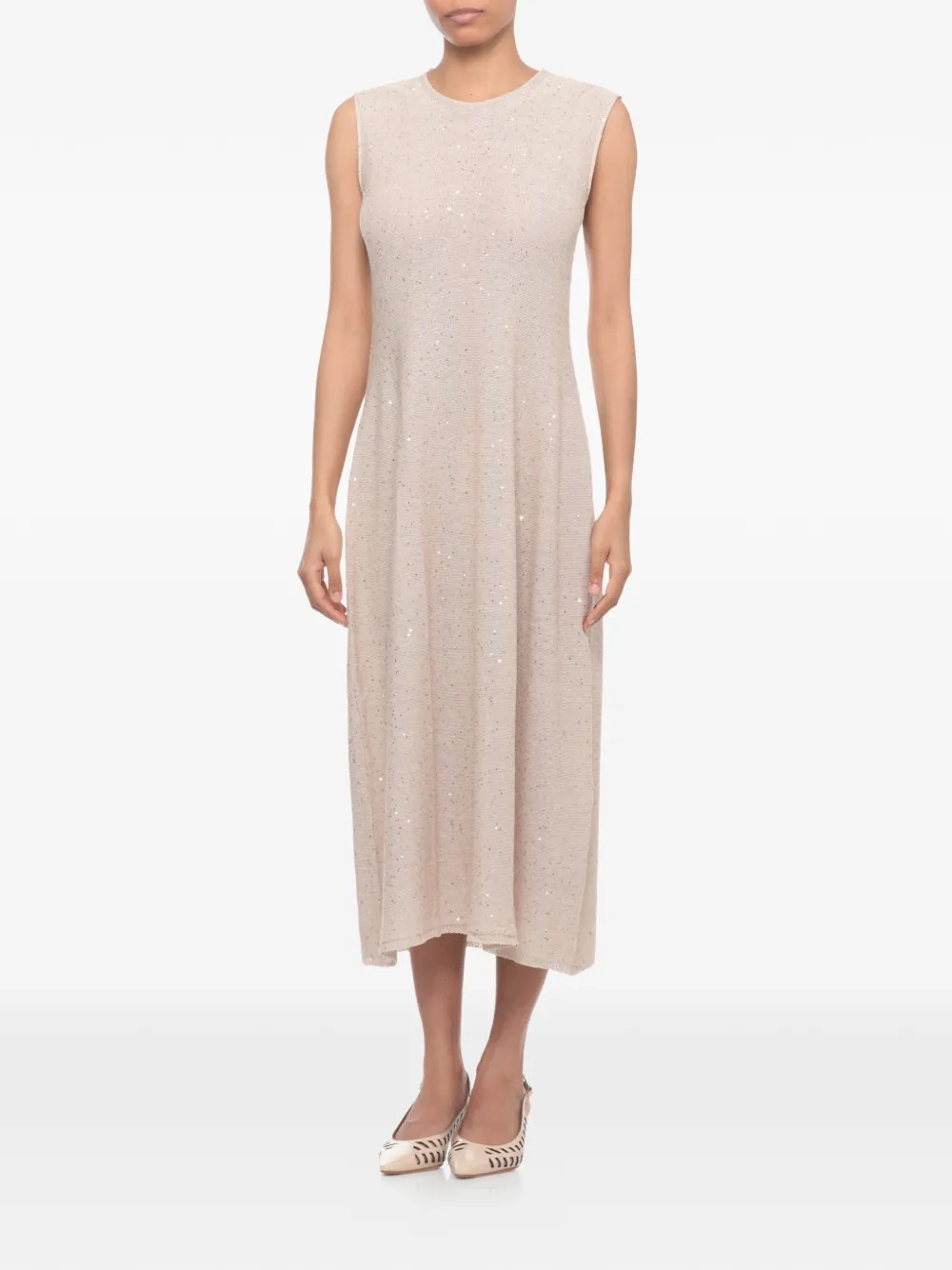 Antonelli Midi-jurk verfraaid met pailletten Beige