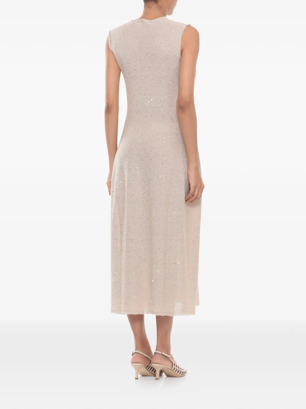 Antonelli Midi-jurk verfraaid met pailletten Beige