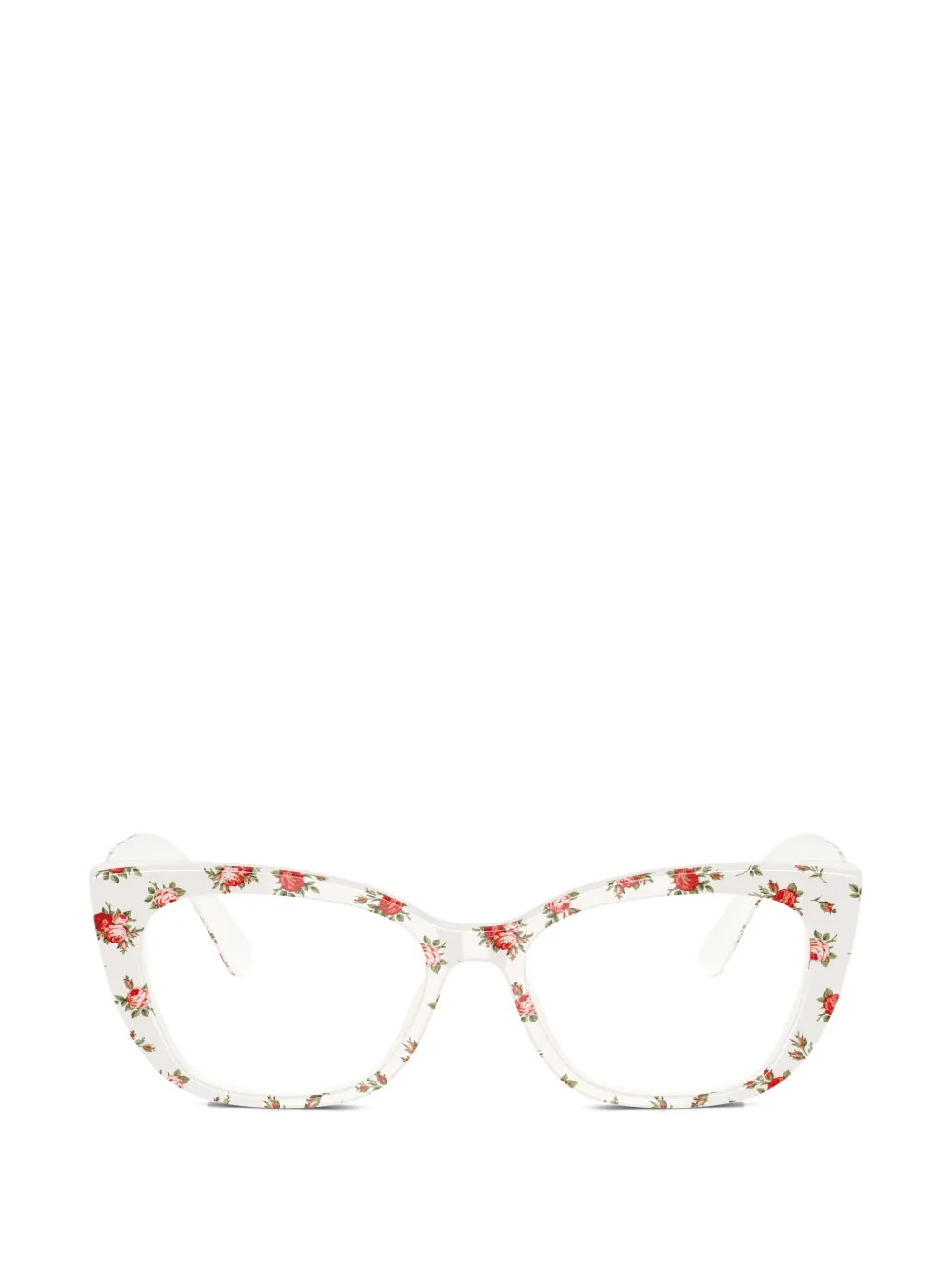 Dolce & Gabbana Eyewear floral-print cat-eye glasses - Bianco