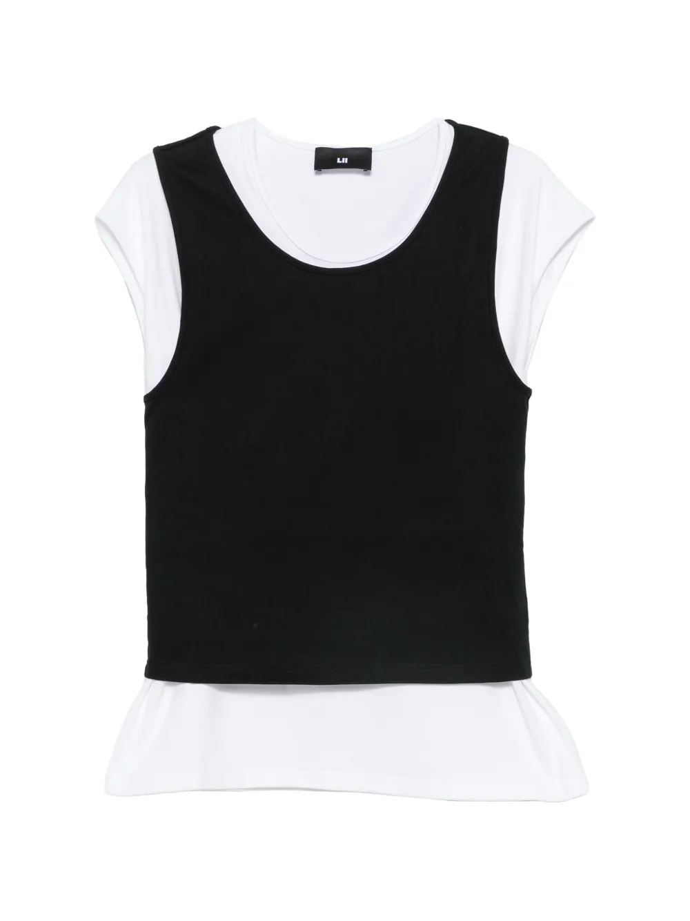 LII layered-design cap-sleeve T-shirt - Nero