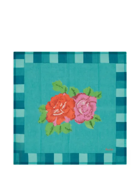 Lisa Corti floral-print checked-border napkin