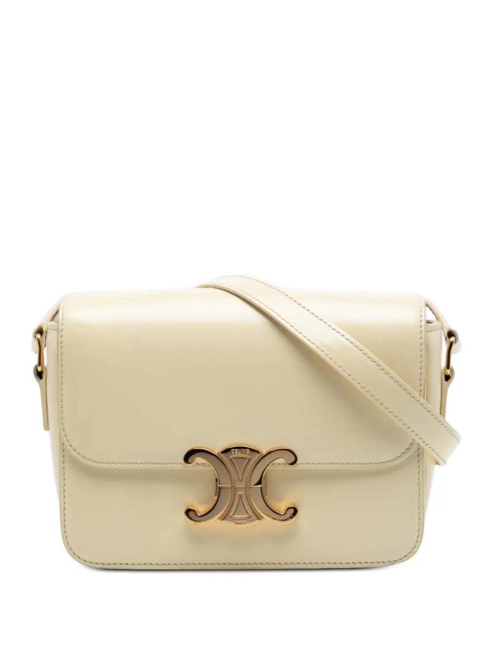 Celine Pre-Owned 2023 Classique Shiny Calfskin Triomphe crossbody bag - Toni neutri