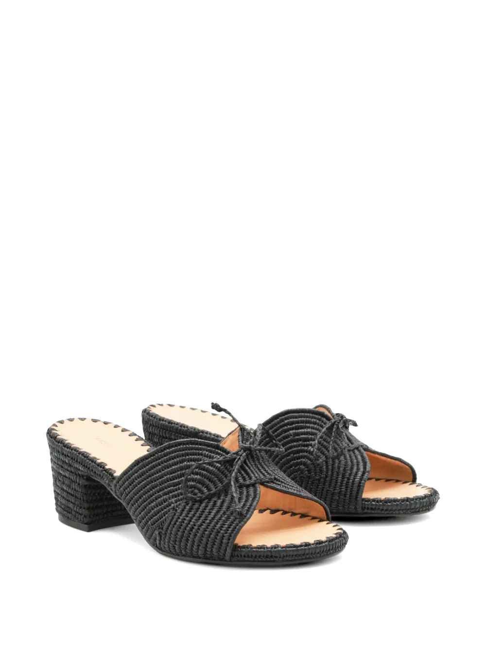 ODISSI Odett geweven sandalen met strik Zwart
