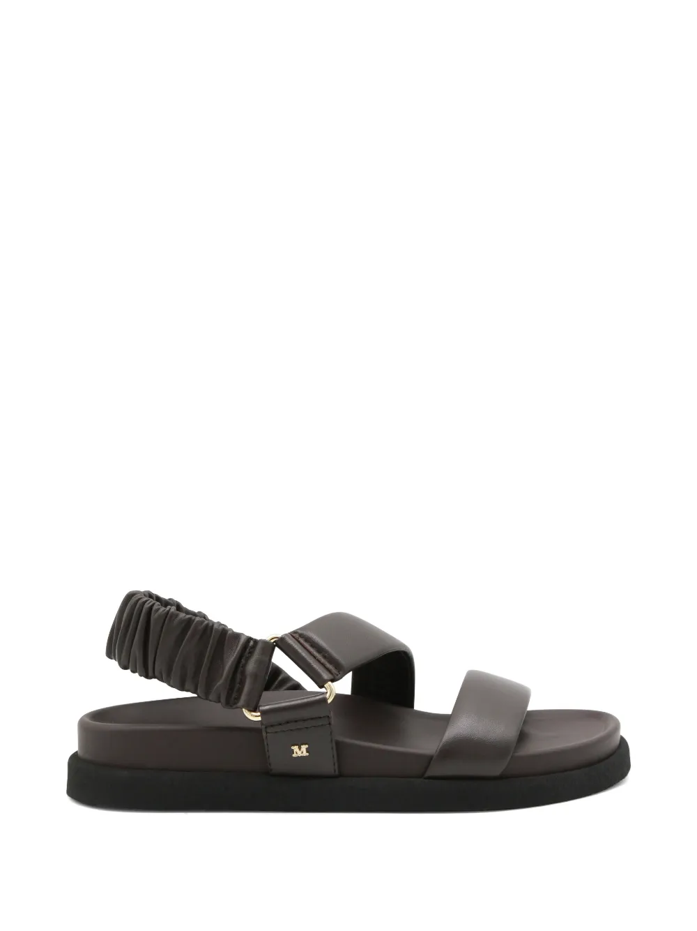 Max Mara ruched slingback leather sandals - Brown