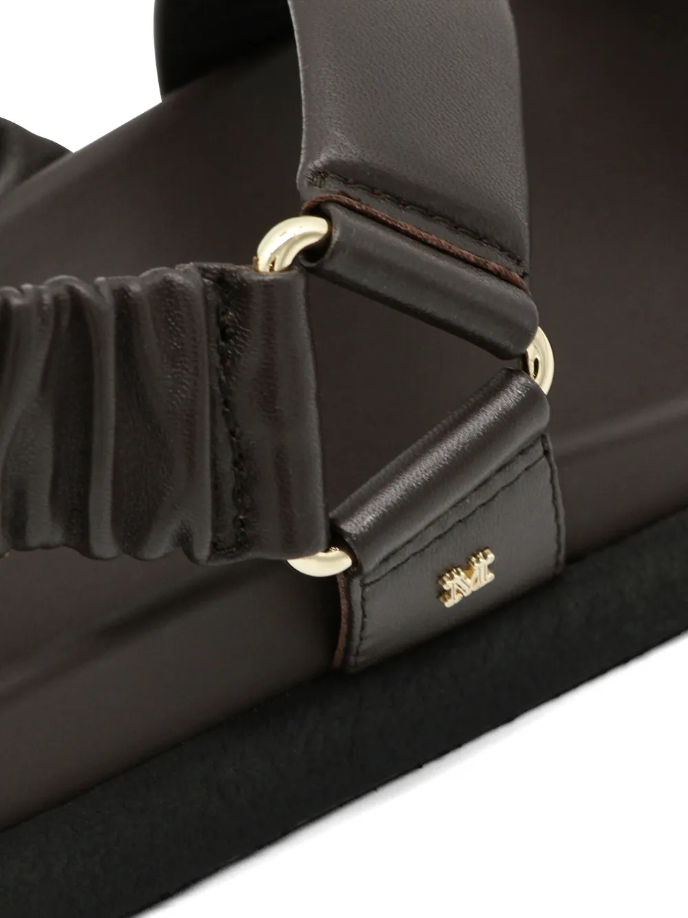 Max Mara Leren slingback sandalen met ruches Bruin