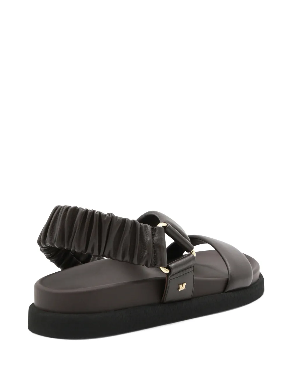 Max Mara Leren slingback sandalen met ruches Bruin