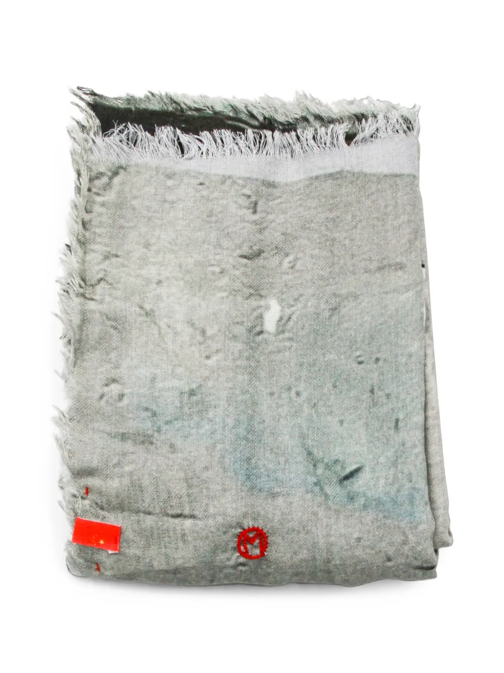 TALKING WALLS graphic-print frayed scarf - Grau