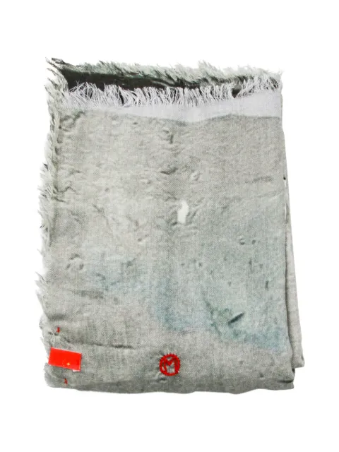 TALKING WALLS graphic-print frayed scarf