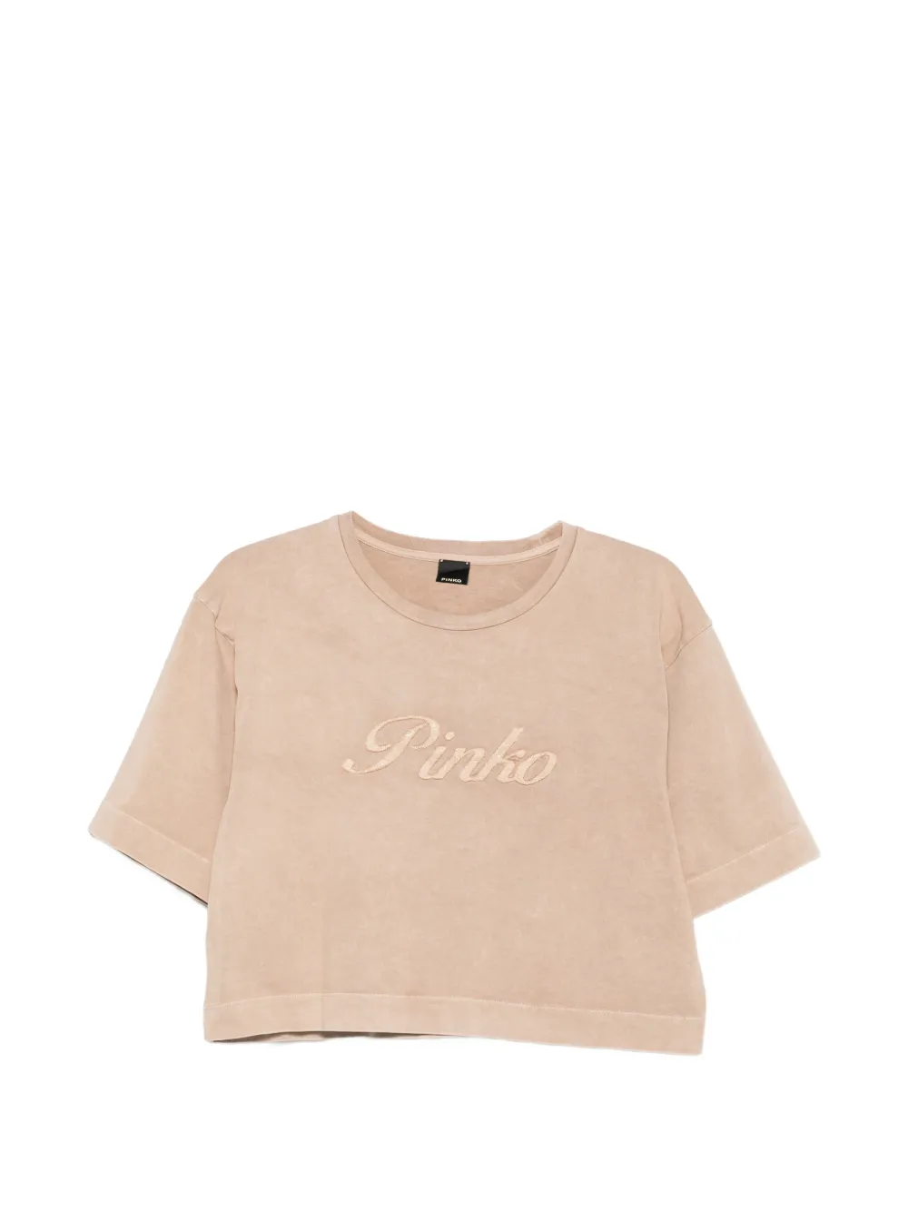 PINKO Suzanna logo-embroidered T-shirt - Toni neutri